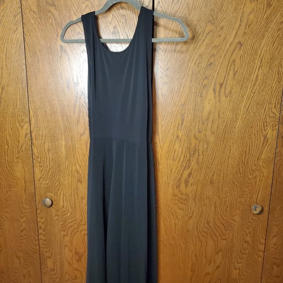 Black Crepe Twist Lace Back Skater Dress - Picture 5 of 8